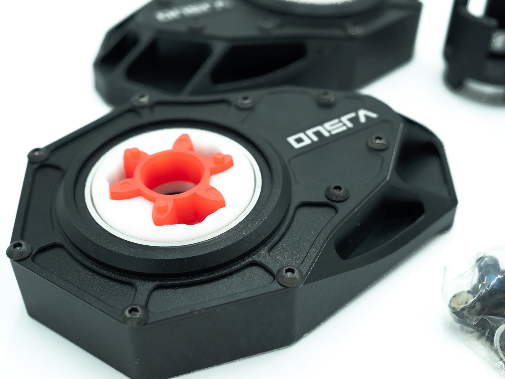 ONSRA VELAR Belt Drive and Gear Drive side by side showing the open pulley system versus sealed CNC gear housing on the 14S 1036 Wh electric longboard.