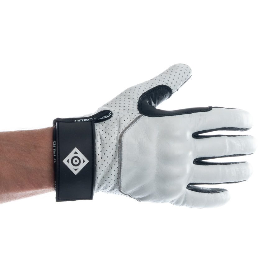 ULTRALIGHT Long-Finger White Motorbike & Eskate Gloves – back of hand