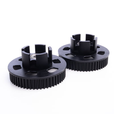55T speed pulleys for electric skateboards, compatible with plastic all-terrain hubs and ONSRA boards, shown with bearings pre-installed.