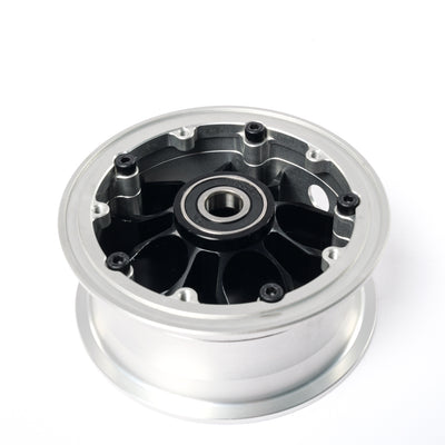 CNC aluminum electric skateboard wheel hub with black spokes and silver rim for BC3 PRO and VELAR 2.0 belt drive setups