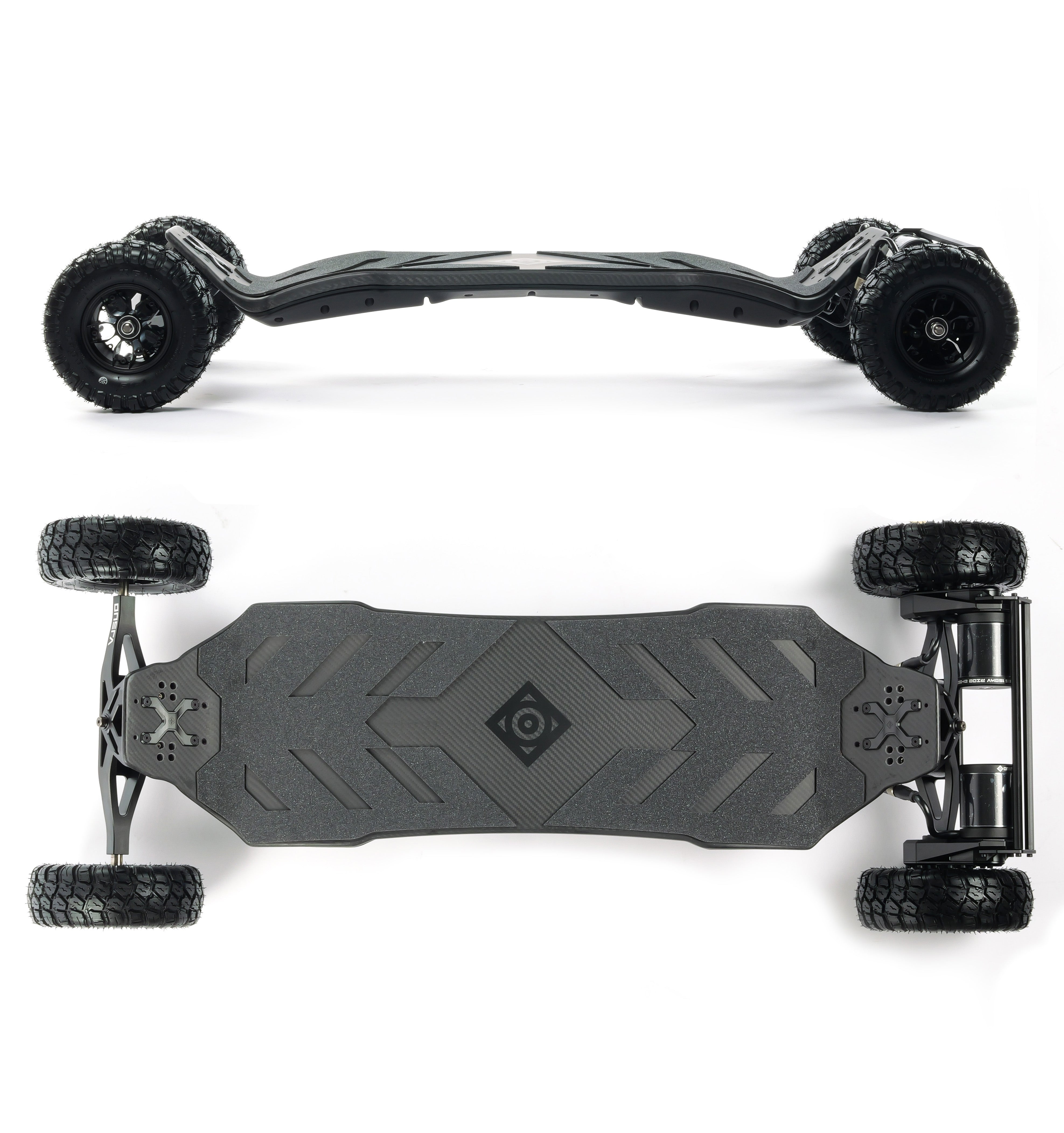 VELAR 14S4P off-road electric longboard battery, compactly integrated into the large high-performance board for extreme speed and off-road riding.