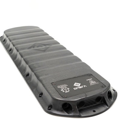 Carbon fiber electric skateboard battery enclosure compatible with ONSRA BLACK Carve 2, 3, and PRO decks – fits 12s3p and 13s DIY battery builds.